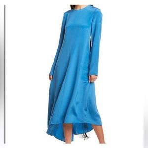 NEW Tibi blue silk open tie back midi dress
